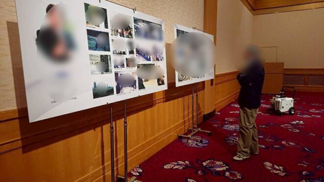 180ｃｍ幅の写真パネル2枚　偲ぶ会終了後、会社に展示